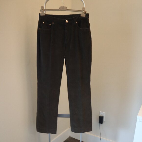 Brunello Cucinelli Monili Tab Jean Corduroy Kick Flare Dark Brown Size 8 - Picture 2 of 10
